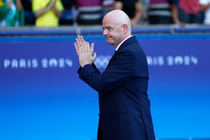 El presidente de la FIFA, Gianni Infantino, durante la final olímpica femenina entre Brasil y Estados Unidos.