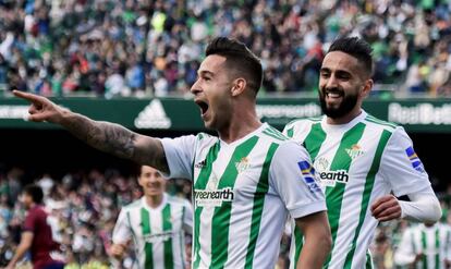 Sergio León celebra su gol al Eibar.