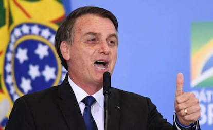 O presidente Bolsonaro durante evento de assinatura do decreto.