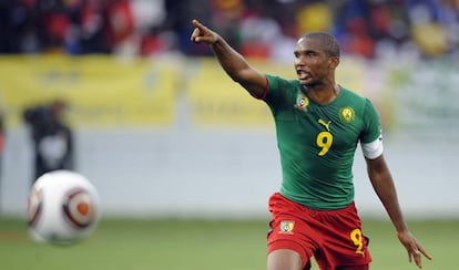 Samuel Eto&#039;o durante el partido de la Copa de &Aacute;frica 2010. 