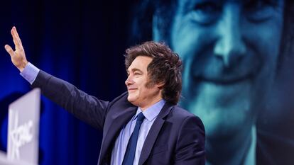 Javier Milei, durante en el último día de la Conferencia de Acción Política Conservadora (CPAC, por sus siglas en inglés) en National Harbor, Maryland, el 22 de febrero de 2025.