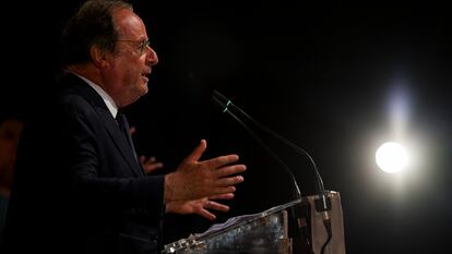 François Hollande participaba en un mitin, el jueves en Tulles.