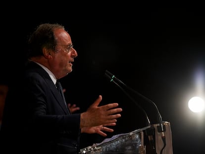 François Hollande participaba en un mitin, el jueves en Tulles.