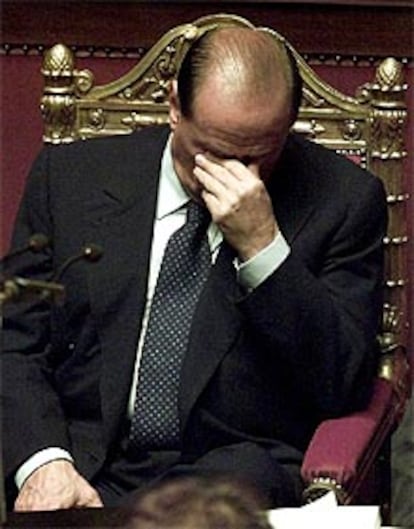 Silvio Berlusconi, después de su intervención ante el Senado.