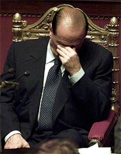 Silvio Berlusconi, después de su intervención ante el Senado.