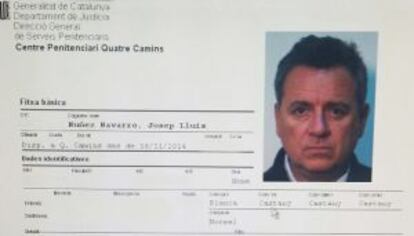 Fitxa policial de Josep Lluís Núñez fill