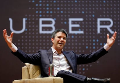 Travis Kalanick habla a unos alumnos de tecnología en Bombay (India), en enero de 2016.