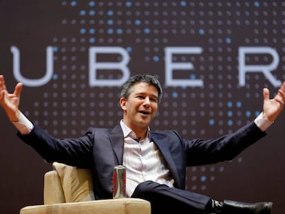 Travis Kalanick habla a unos alumnos de tecnología en Bombay (India), en enero de 2016.