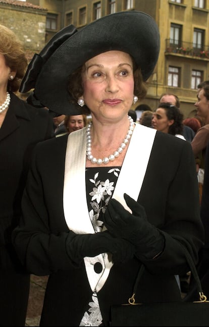 Carmen Franco, en la boda de Juan March de Lastra y María Herrero Pidal, en 2001.