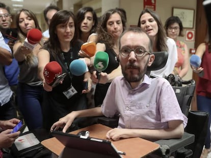 Pablo Echenique, secretario de Acción de Gobierno de Podemos, el pasado día 4 en el Congreso.