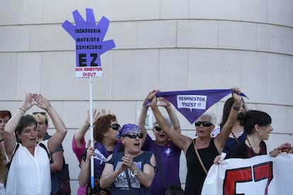 Protest in Pamplona against the release of “La Manada.”