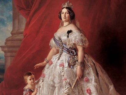 <b><i>Retrato de Isabel II con la princesa de Asturias, Isabel, niña,</b></i> de Franz Xavier Winterhalter (Palacio Real).