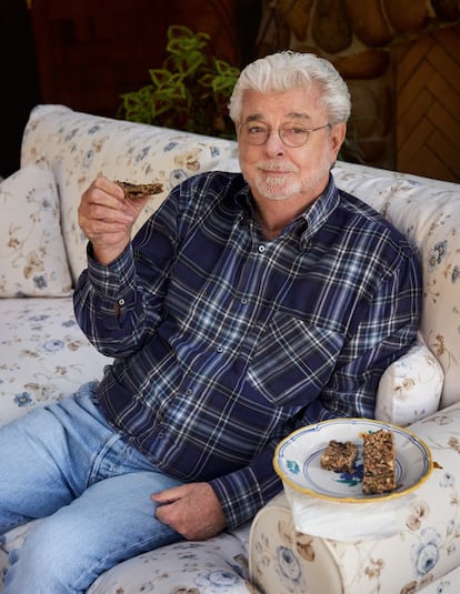 George Lucas in a photo for Mary McCartney's cookbook; Skywalker Ranch, California.