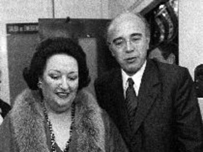 Montserrat Caballé con Joan A. Maragall en el Círculo del Liceo.