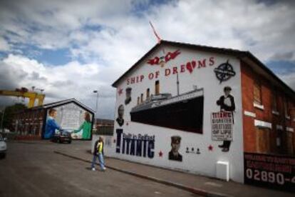 Referencias al Titanic en la zona portuaria de Newtonards, donde fue construido.