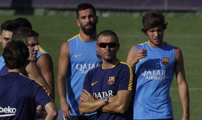 Luis Enrique, en un entrenamiento en la ciudad deportiva. 