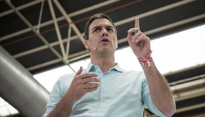 Pedro S&aacute;nchez a l&#039;acte central de campanya del PSC a Catalunya.