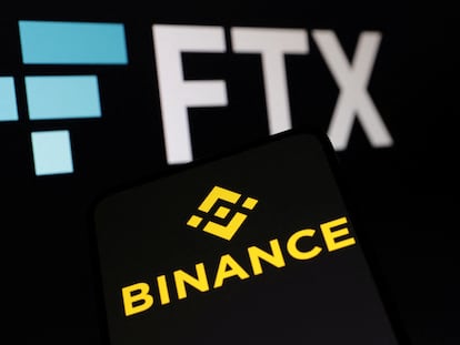 Logos de las plataformas Binance y FTX.