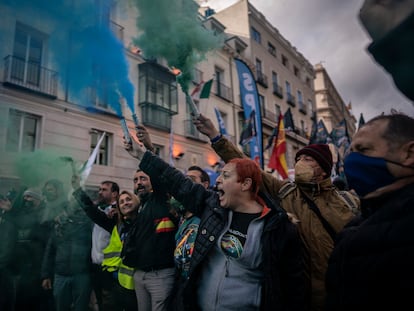 Manifestación de policías en contra de la reforma de la ley de seguridad ciudadana, el pasado sábado en Madrid.