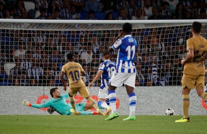 Ansu Fati marca el cuarto gol del Barcelona ante la Real Sociedad.