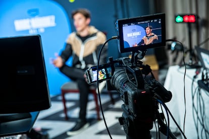 Marc Márquez, piloto de MotoGP, durante la entrevista en Madrid.