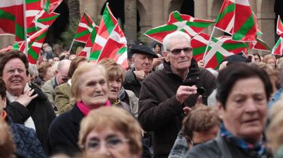 Simpatizantes del PNV, en la celebración del Aberri Eguna en Bilbao en 2012.
