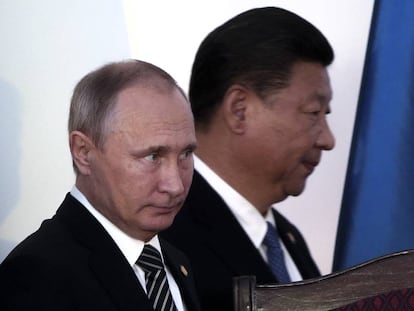 El presidente de Rusia Vladimir Putin y el presidente de China, Xi Jinping.