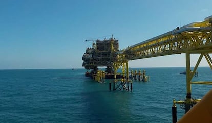 Instalaciones de la plataforma petrolera Abkatún Alfa, en el Golfo de México.