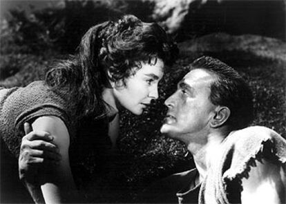 Jean Simmons y Kirk Douglas, en una escena de 'Espartaco' (1960), de Stanley Kubrik.