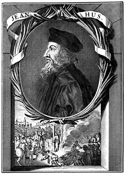 El reformador checo Jan Hus (1369-1415) fue quemado por hereje. Grabado de Bernard Picart, siglo XVIII.