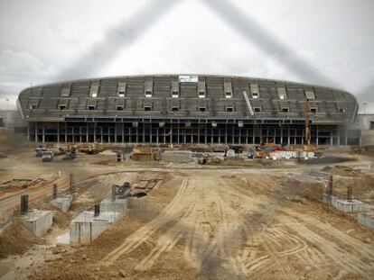 Estado de las obras del nuevo estadio del Atl&eacute;tico de Madrid en marzo del a&ntilde;o pasado.