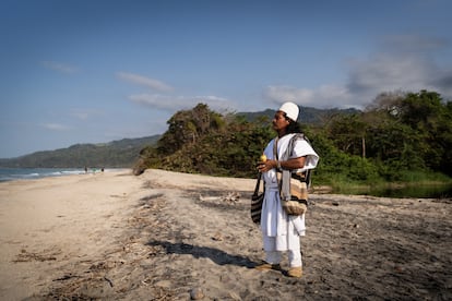 Diosnain Villafañe Niño, líder arhuaco, en Katanzama, el 12 de marzo de 2025.