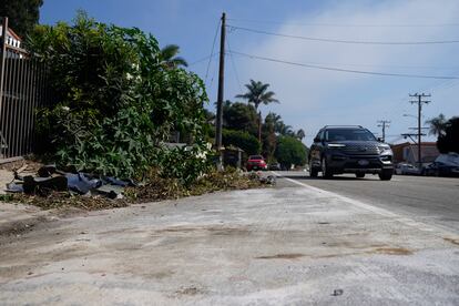 Debris is seen along the Pacific Coast Highway, Wednesday, Oct. 18, 2023