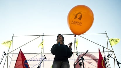 Camila Vallejo durante un acto de campaña.