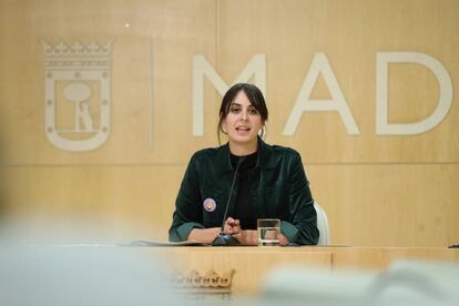 La portavoz municipal, Rita Maestre, durante la rueda de prensa de este jueves.