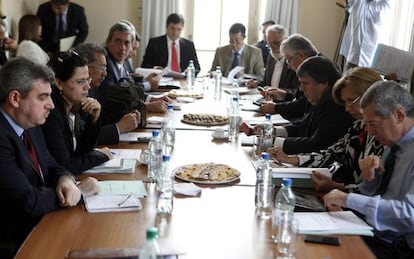 Representantes do Mercosul durante reuni&atilde;o em Montevid&eacute;u.