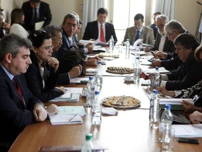 Representantes do Mercosul durante reuni&atilde;o em Montevid&eacute;u.