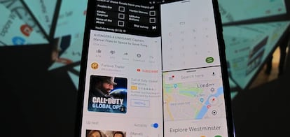 Varias aplicaciones ejecutadas a la vez en el Galaxy Fold.