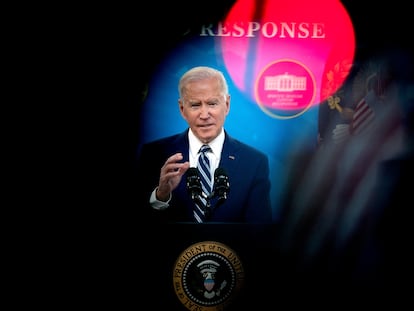 O presidente Joe Biden ao final de uma entrevista coletiva na Casa Branca. Em vídeo, análise dos 100 dias de mandato de Biden.