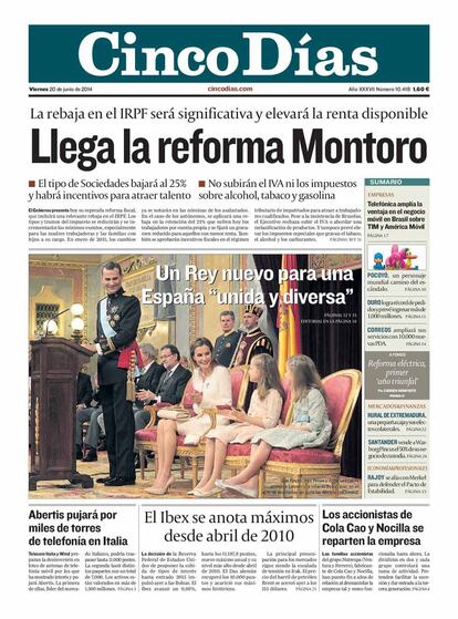 2014. Felipe VI, Rey de España. Llega la reforma de Montoro.