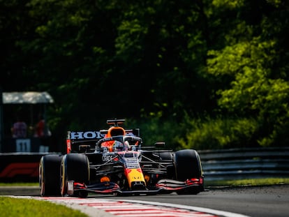 Max Verstappen en acción en el Circuito Hungaroring, donde se diputará el GP de Hungría este fin de semana.