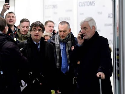 Carles Puigdemont, aquest dilluns a l'aeroport de Copenhaguen.