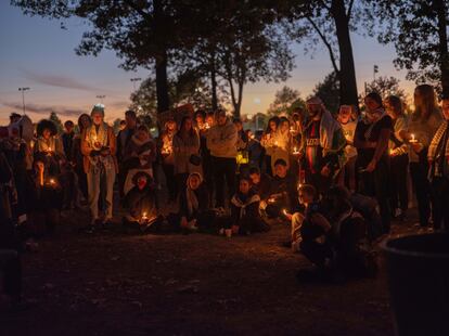 A Gaza war anniversary vigil in Dearborn, Michigan, Oct. 7.