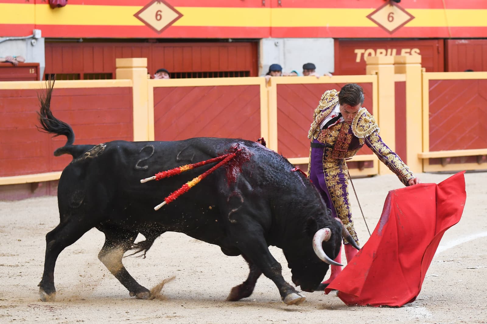 Tomás Angulo, al natural, instantes antes de la cogida sufrida en su primer toro.
