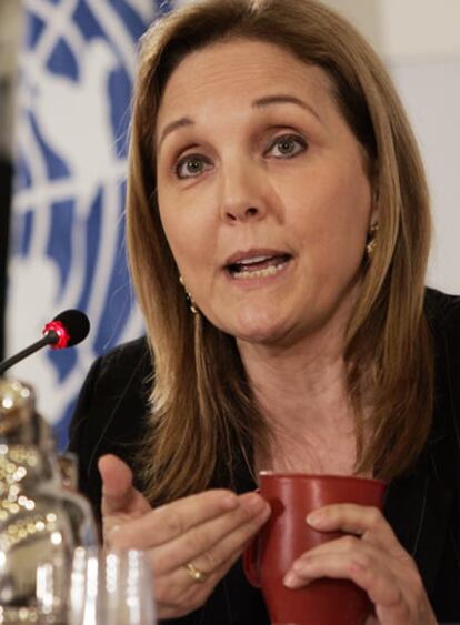 Josette Sheeran, en una rueda de prensa durante la cumbre de la FAO en Roma en junio pasado