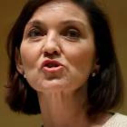 Spain's new Industry Minister Reyes Maroto speaks during her taking over ceremony at the Ministry of Economy in Madrid