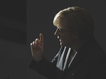 Angela Merkel, durante su intervención en el Parlamento alemán