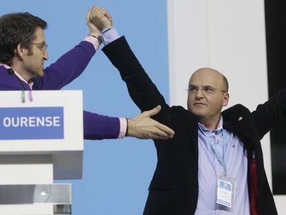 Feij&oacute;o y Baltar durante el congreso del PP de Ourense de 2010.