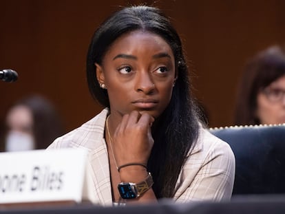 Simone Biles, en la sesión del Senado estadounidense sobre la actuación del FBI en el caso de Larry Nassar.