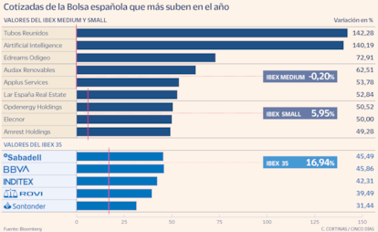 Cotizadas de la Bolsa española que más suben en el año